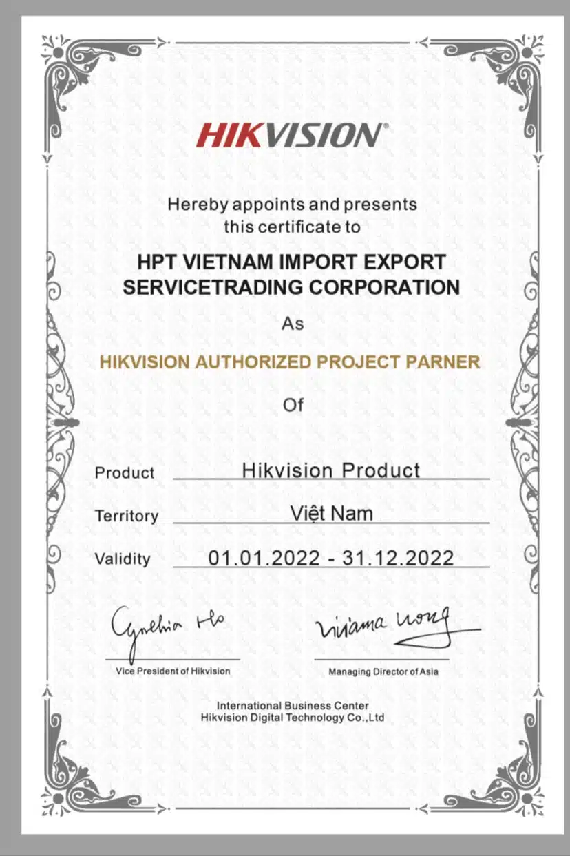 Chứng nhận nhập khẩu Hikvision - HPT Việt Nam