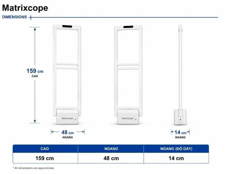 Thông số kỹ thuật về cổng từ an ninh MatriXcope MTC-AM93XPRO Thông số kỹ thuật về cổng từ an ninh MatriXcope MTC-AM93XPRO