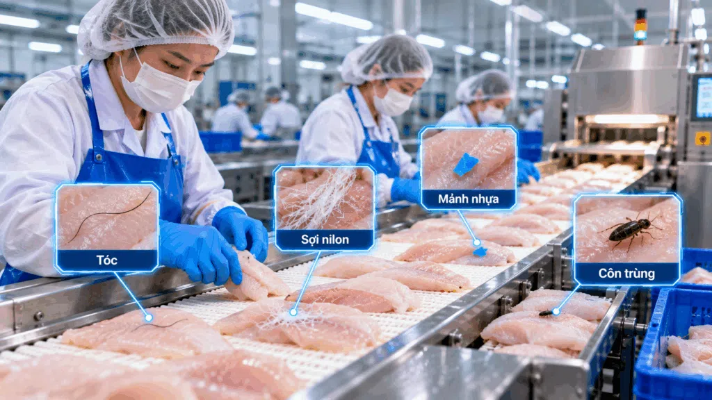 Đã Đến Lúc Nhà Máy Nâng Cấp: Từ Máy Dò Kim Loại Đến AI Vision Kiểm Soát Tóc, Nhựa, Cao Su Từ 0,04 mm 5 1